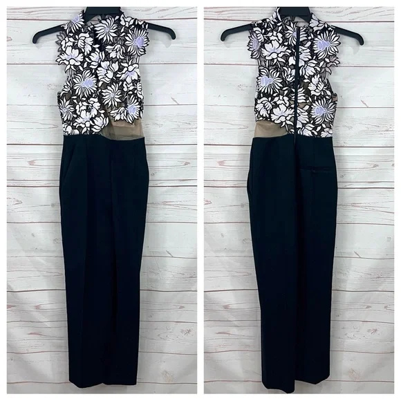 Self Portrait Lilac Guipure Floral Lace Sleeveless Jumpsuit - Picture 2 of 15